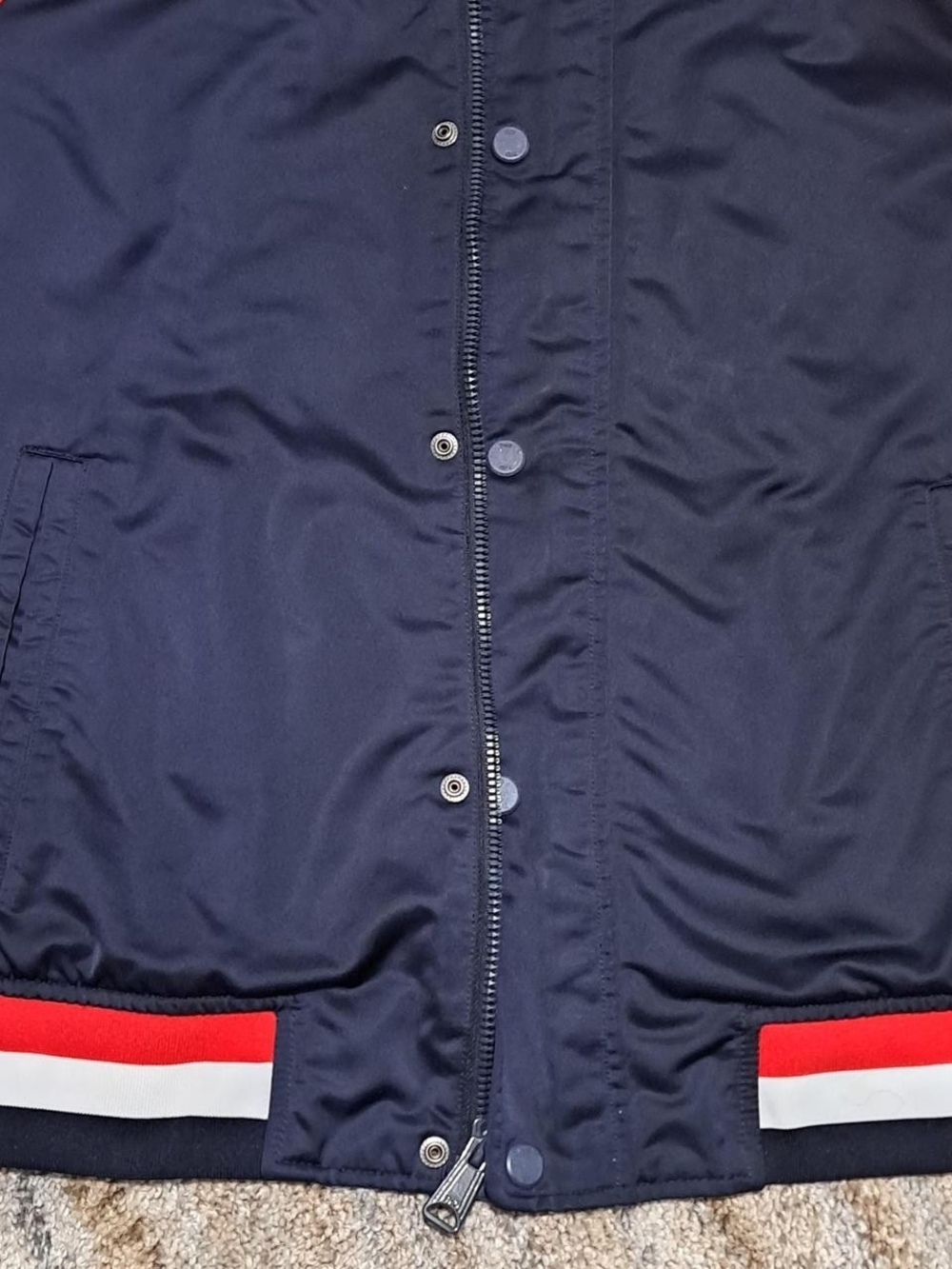 Tommy Hilfiger Men’s Colorblock Bomber Jacket Navy Red White Large - Picture 4 of 6